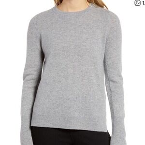 Halogen Light Gray CASHMERE Crew Neck Sweater Size LARGE